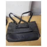 Fossil Black Leather Satchel Bag and Large Shoulder Tote Purse Set