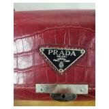 Prada Milano Red Croc-Embossed Leather Shoulder Bag - Not authenticated