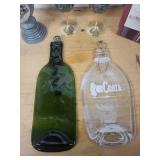Wine Glassware and Decor Collection with Vintage Goblets, Glass Bottles, and Wooden Case