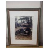 Set of 3 Framed Prints Including Rustic Wood 11x14 Frame and Vintage Truck Art
