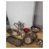 Vintage Silver-Plated Tea Set and Serving Pieces Assortment