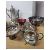 Vintage Silver-Plated Tea Set and Serving Pieces Assortment