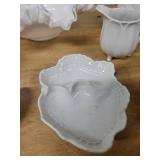 Lot of Decorative White Milk Glass Serving Dishes and Bowls