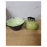 Mixed Home Decor Lot: Metal Fruit Bowl, Hummingbird Figurines, and Pottery Pieces
