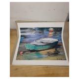 R. Lake Boat and Harbor Art Print
