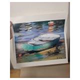 R. Lake Boat and Harbor Art Print