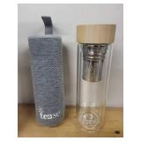 Tease Glass Tumbler with Infuser, Sleeve, Teapot, and Glass Candle Holder Set