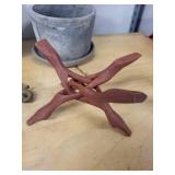 Collection of 3 Decorative Cement Planters with Metal Garden Ornaments