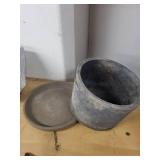 Collection of 3 Decorative Cement Planters with Metal Garden Ornaments