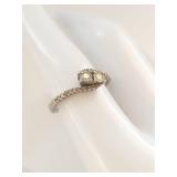 Sterling Silver Ring with Dual Diamond Design