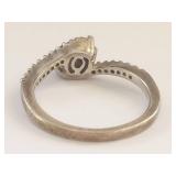 Sterling Silver Ring with Dual Diamond Design