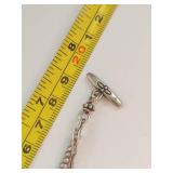 Sterling Silver Pearl Bracelet with Green Stone Charm