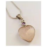 Sterling Silver Rose Quartz & Amethyst Necklace