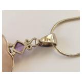 Sterling Silver Rose Quartz & Amethyst Necklace