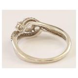 Sterling Silver Three-Stone Clear Gemstone Ring