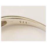 Sterling Silver Three-Stone Clear Gemstone Ring