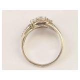 Sterling Silver Three-Stone Clear Gemstone Ring