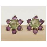 Sterling Silver Amethyst and Peridot Earrings