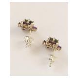 Sterling Silver Amethyst and Peridot Earrings