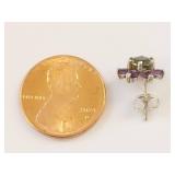 Sterling Silver Amethyst and Peridot Earrings