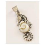 Sterling Silver Seahorse Pendant with Shiva Eye Stone