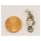 Sterling Silver Seahorse Pendant with Shiva Eye Stone