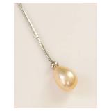 Elegant Sterling Silver Y Drop Pearl Pendant Necklace