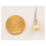 Elegant Sterling Silver Y Drop Pearl Pendant Necklace