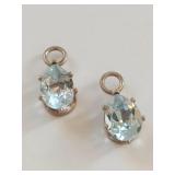 Pair of Sterling Silver Teardrop Blue Gemstone Pendants