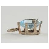 Pair of Sterling Silver Teardrop Blue Gemstone Pendants