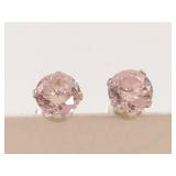 Sterling Silver Pink Gemstone Stud Earrings