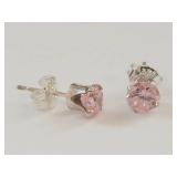 Sterling Silver Pink Gemstone Stud Earrings