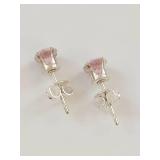 Sterling Silver Pink Gemstone Stud Earrings