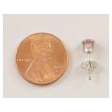Sterling Silver Pink Gemstone Stud Earrings