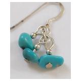 Sterling Silver Turquoise Stone Dangle Earrings