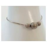 Elegant Silver Anklet with Textured Beads