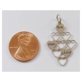 Sterling Silver Heart Pendant with Faith Hope Love