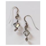 Sterling Silver Wire and Bead Dangle Earrings