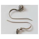 Sterling Silver Wire and Bead Dangle Earrings