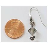 Sterling Silver Wire and Bead Dangle Earrings