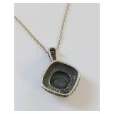 Sterling Silver Necklace with Black Stone Pendant