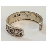Sterling Silver Heart Swirl Design Adjustable Ring