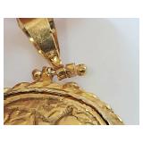 Vintage Gold-Tone Sterling Silver Roman Coin Pendant