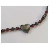 Heart Pendant Necklace with Mixed Beads