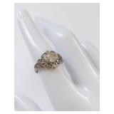 Intricate Sterling Silver Ring with Clear Stone