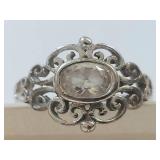 Intricate Sterling Silver Ring with Clear Stone