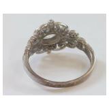 Intricate Sterling Silver Ring with Clear Stone