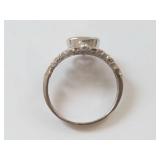 Intricate Sterling Silver Ring with Clear Stone