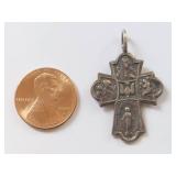 Sterling Silver Catholic Cross Pendant with Engravings