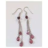 Sterling Silver Pink Bead Dangle Earrings